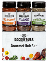 Load image into Gallery viewer, Gourmet Rub 3-pack Gift Set (includes BBQ Spice Mojo, Steak Mojo, Tuscan Temptation)
