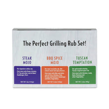 Load image into Gallery viewer, Gourmet Rub 3-pack Gift Set (includes BBQ Spice Mojo, Steak Mojo, Tuscan Temptation)
