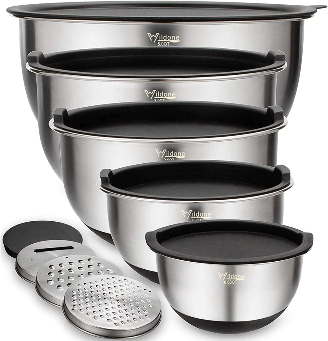 Stainless Steel Nesting Mixing Bowls with Airtight Lids, Set of 5