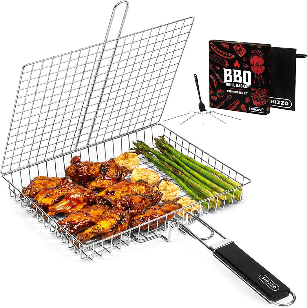 BBQ Grilling Basket, Stainless Steel Folding Rack